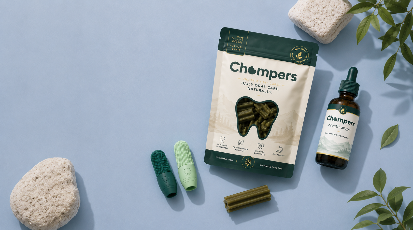 CHOMPERS Fresh Start Kit — bites, breath drops and finger brushes